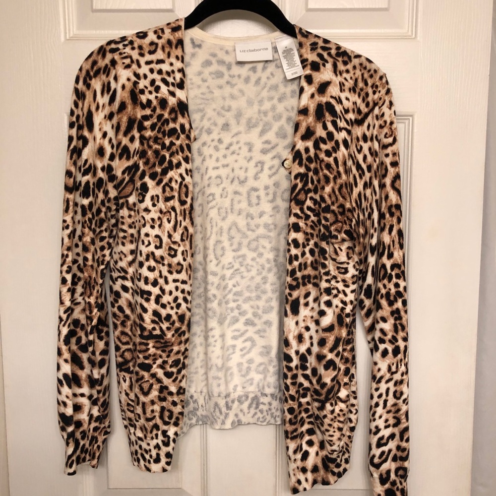 Liz Claiborne Leopard Button Up Sweater